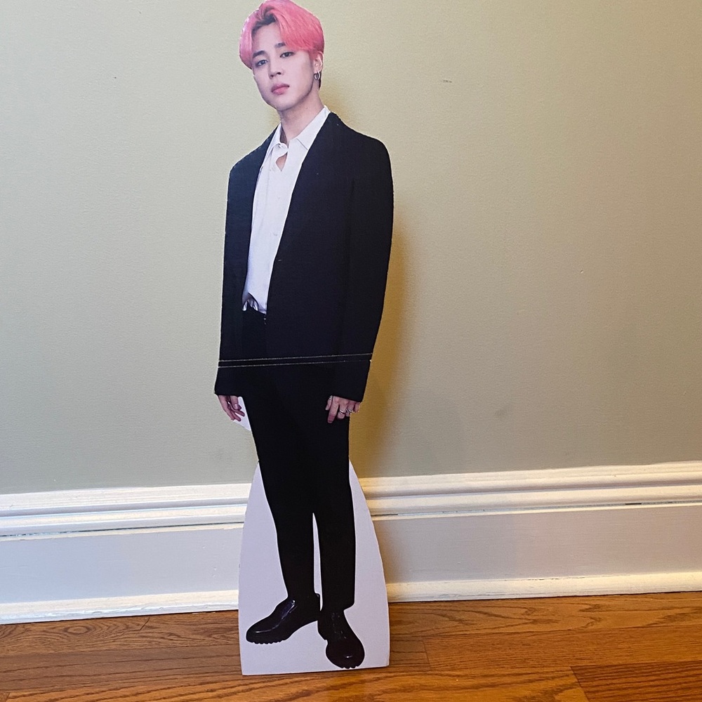 BTS Jimin 23” Cardboard Standee with Pink Hair and Black Suit